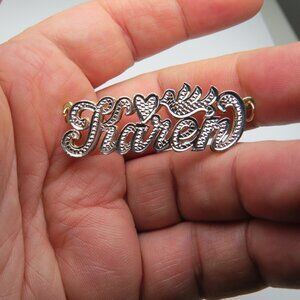 14k Gold Double Name Plate KAREN Hand Made